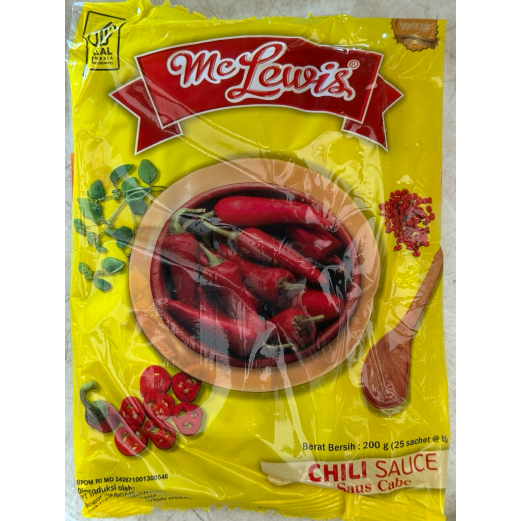 

Mclewis Sachet Chili Sauce 200gram isi 25 sachet