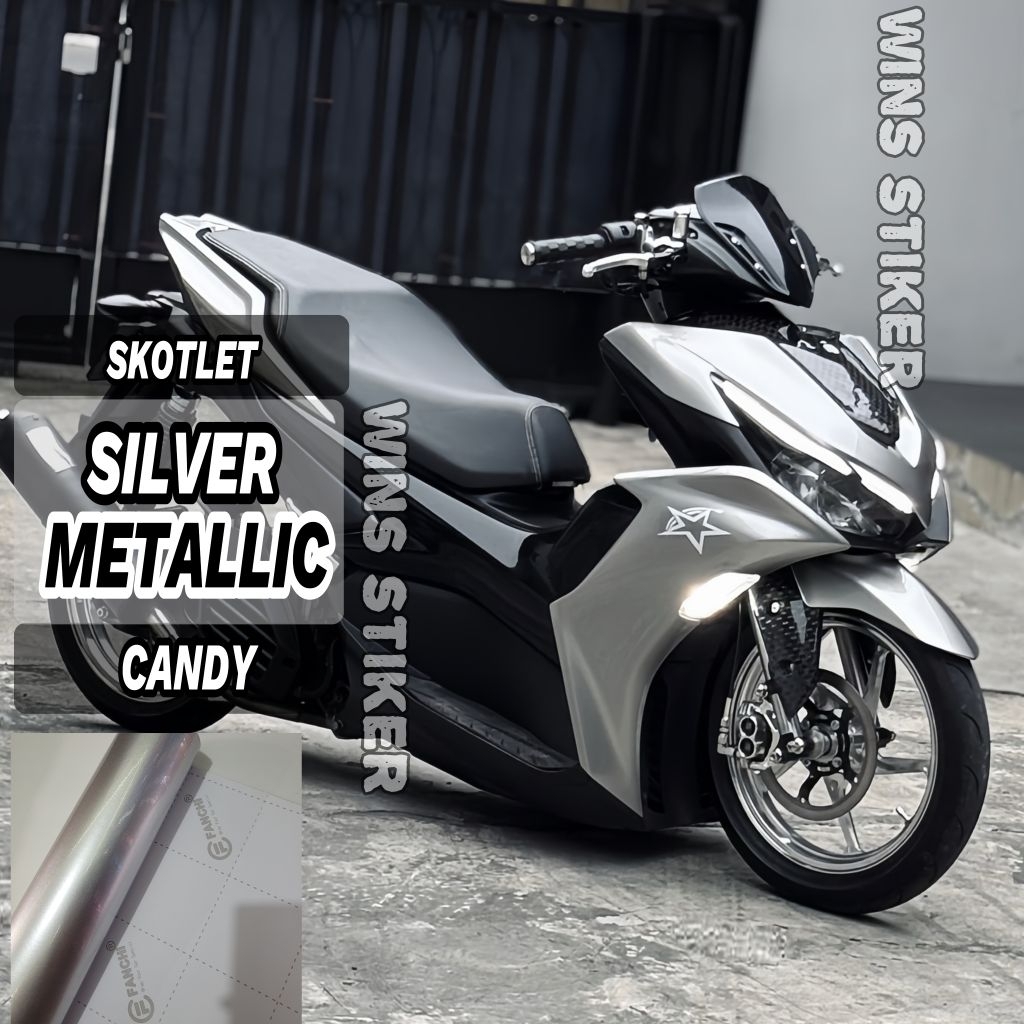 Skotlet Stiker Motor Silver Candy Scotlite Silver Metalik Candy Skotlet Silver Candy Stiker Motor Si