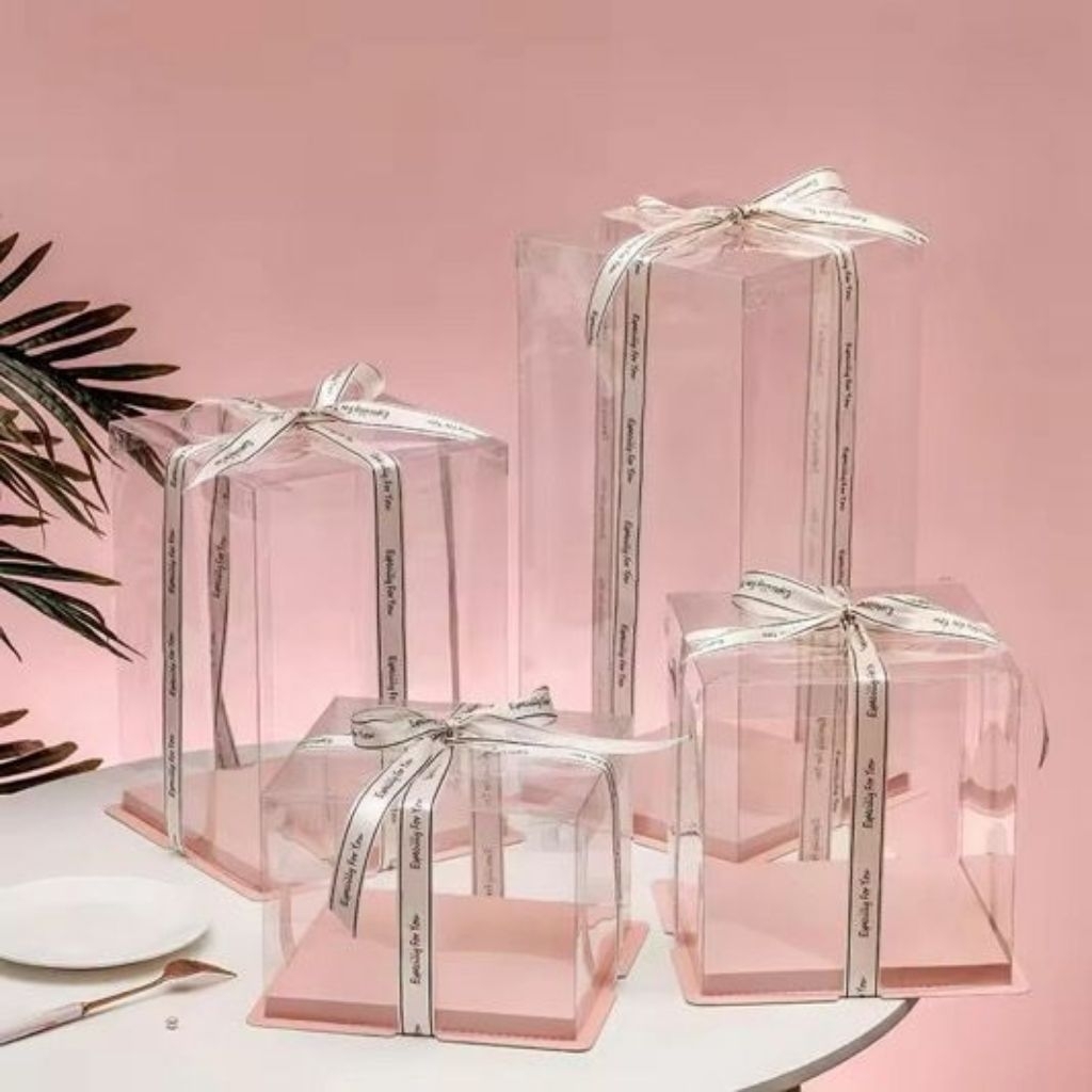 

BOX MIKA FULL TRANSPARAN PERSEGI | BOX MIKA HADIAH KADO | BOX KUE TART BUNGA