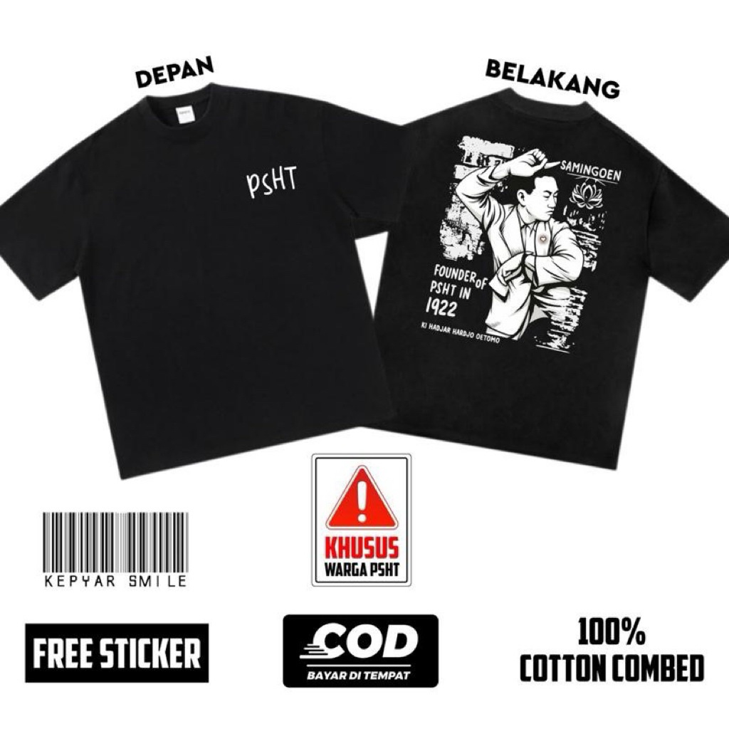 Tshirt Kaos PSHT SAMINGOEN Founder Of PSHT In 1922 (Ki Hadjar Hardjo Oetomo) Free Stiker