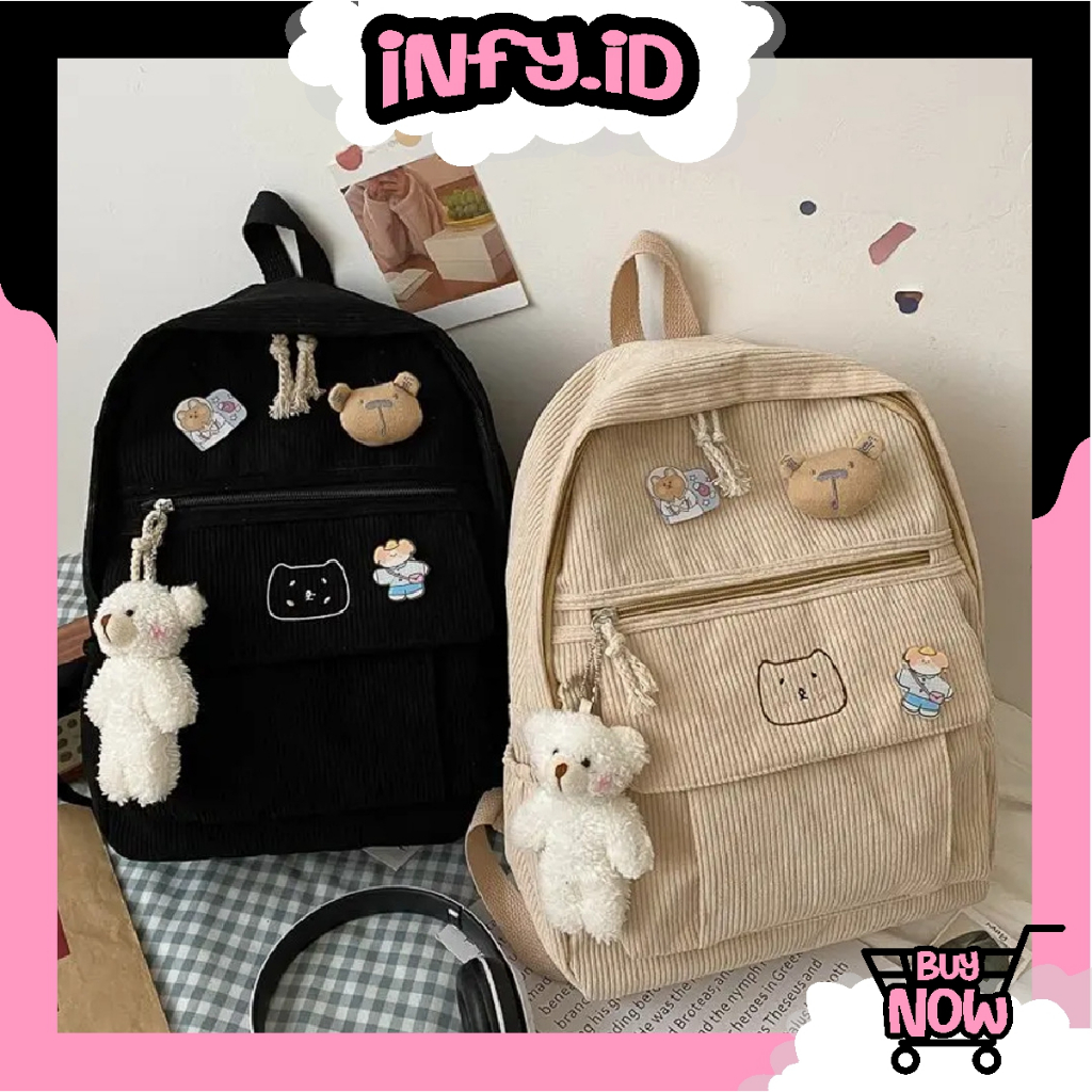 INFY - TAS RANSEL BACKPACK WANITA FASHION KOREA SEKOLAH KULIAH KERJA TERBARU CEWEK COWOK W200