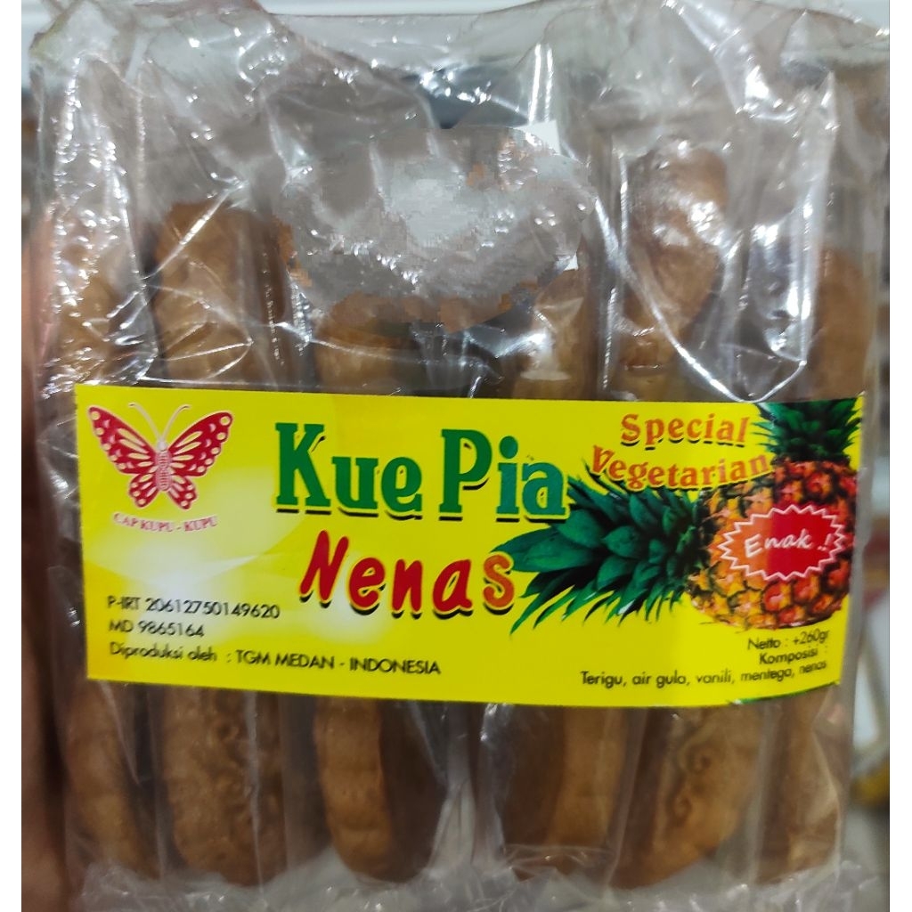 

Taman Gembira cap kupu kupu Kue Pia Nenas Vegetarian Friendly halal isi 12pcs 260gr