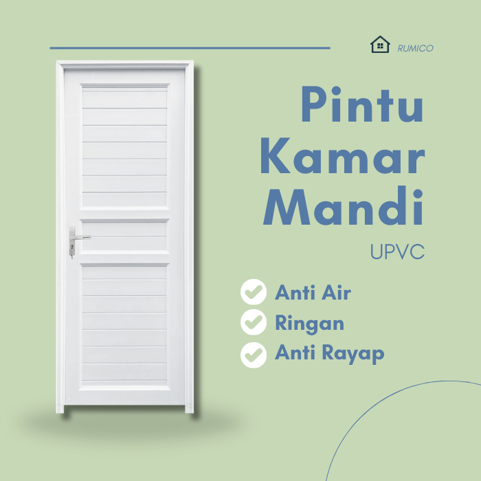 PINTU KAMAR MANDI UPVC 80X200 ICEPOL / PINTU KAMAR + HANDLE KOMPLIT MURAH