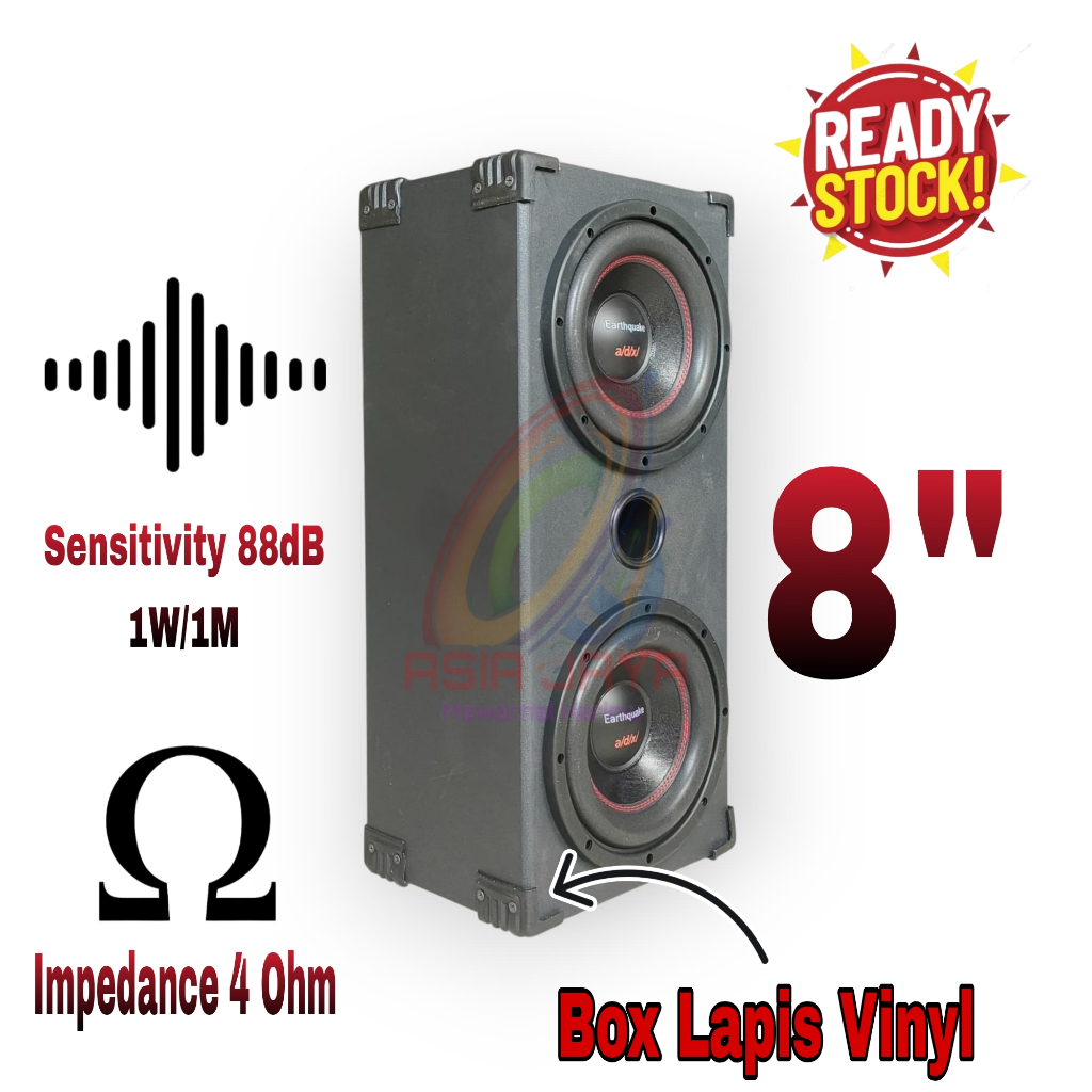 Paket Combo Speaker Subwoofer ADX 8 Inch Earthquake 888 Dan Box Double 8 Vinyl + Terminal 2 + siku
