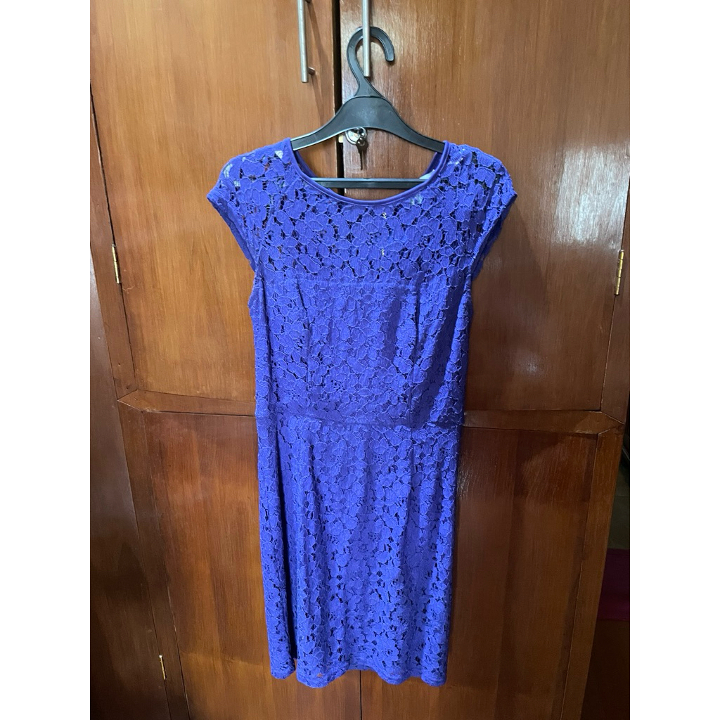 Dorothy Perkins Dress in Dark Purple sz UK 10 MIDI PRELOVED | Dress brokat ungu terong midi