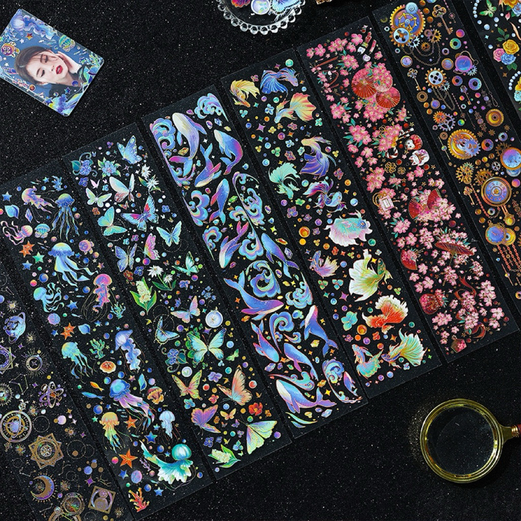 

[B963] Stiker notebook PVC tahan air hot stamping seri Vientiane, stiker anak-anak lucu, stiker alat tulis bahan Guka