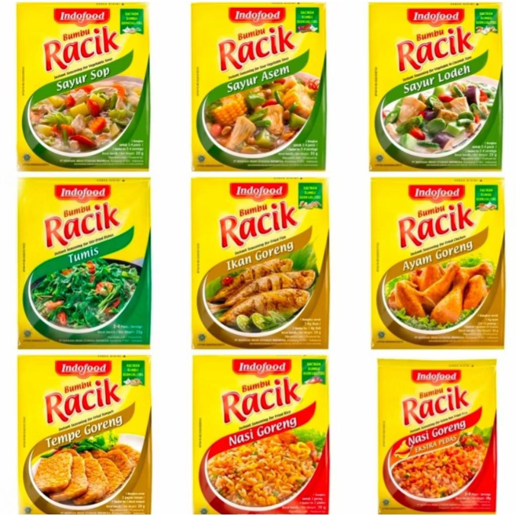 

Bumbu instan Racik Indofood 10x20gr (1RENCENG 10Sachet)