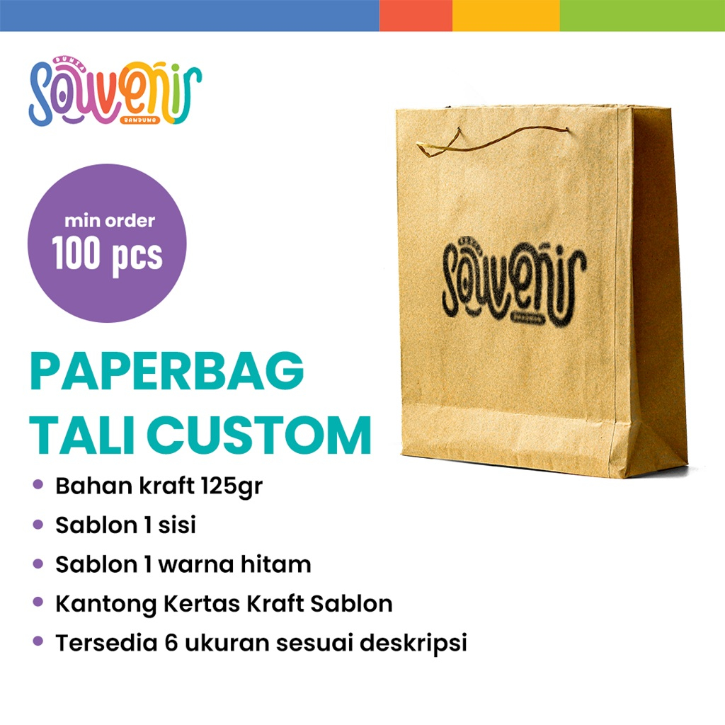 

Paper Bag Tali Cokelat Custom Sablon | Kantong Kertas Kraft Sablon | Goodie Bag Murah |