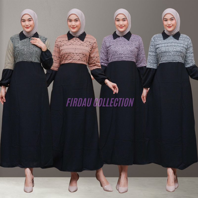 Gamis Brokat Muslimah Terbaru Kombinasi Motif Batik Elegan Dan Stylish