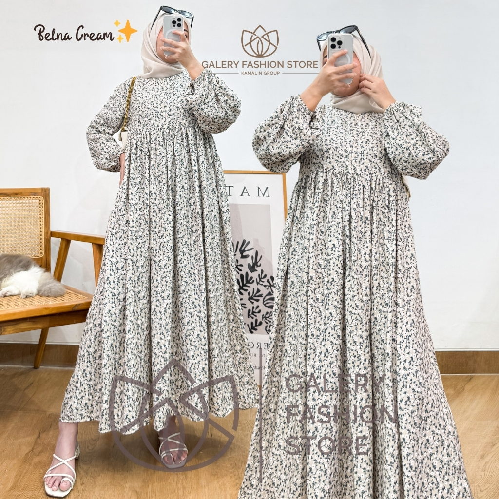 Midi Dress Rayon Premium Jumbo Terbaru Busui Zipper Belna By Kamalin