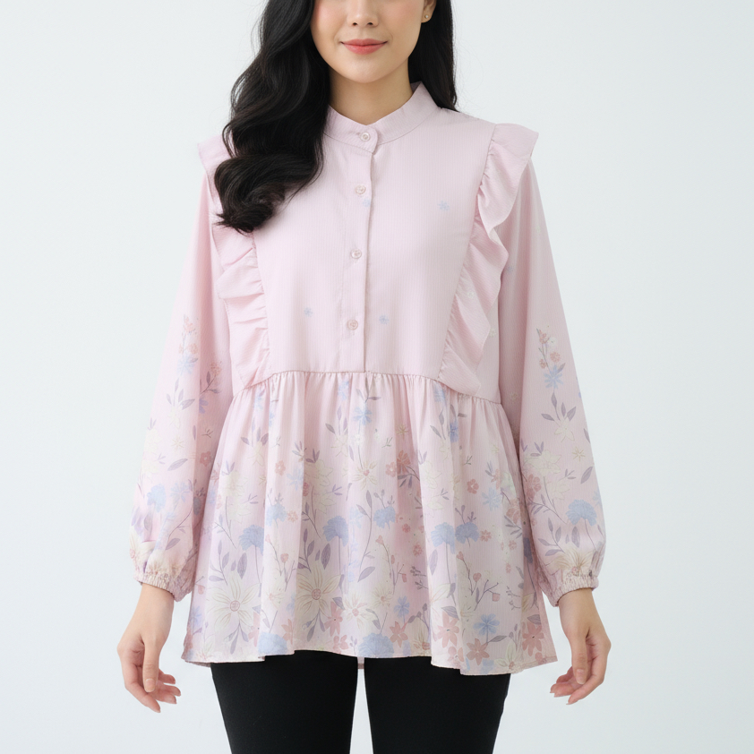 Blouse bunga korean style / blouse ruffle korean style