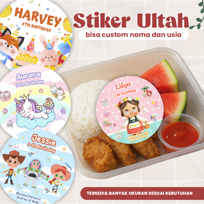 

PROSES CEPAT - STIKER ULANG TAHUN CUSTOM KARAKTER LUCU / STIKER HAMPERS / STIKER BENTO