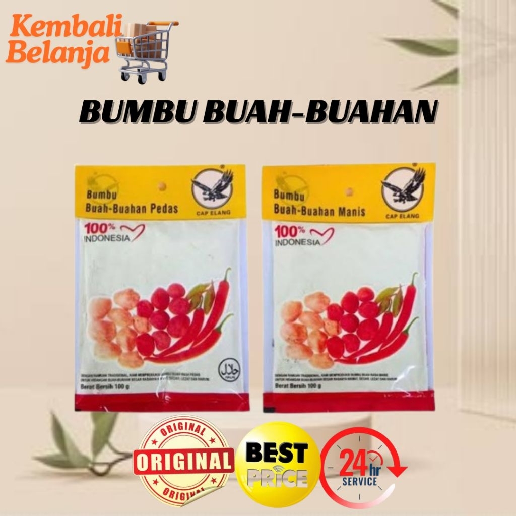 Bumbu Buah-Buahan Cap Elang 100 Gram/ Bumbu Buah Pedas/ Bumbu Buah Manis/ Garam Buah Cap Elang