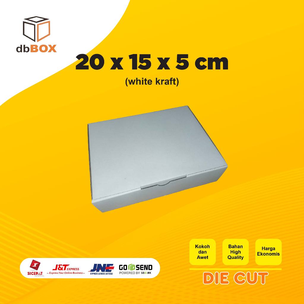 

Kardus WHITE KRAFT 20x15x5cm | Box Die Cut dan Easy Usage | Box Snack & Aksesoris