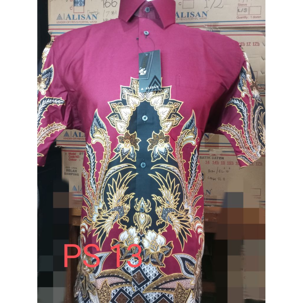 batik Alisan lengan pendek slimfit, kemeja batik Alisan