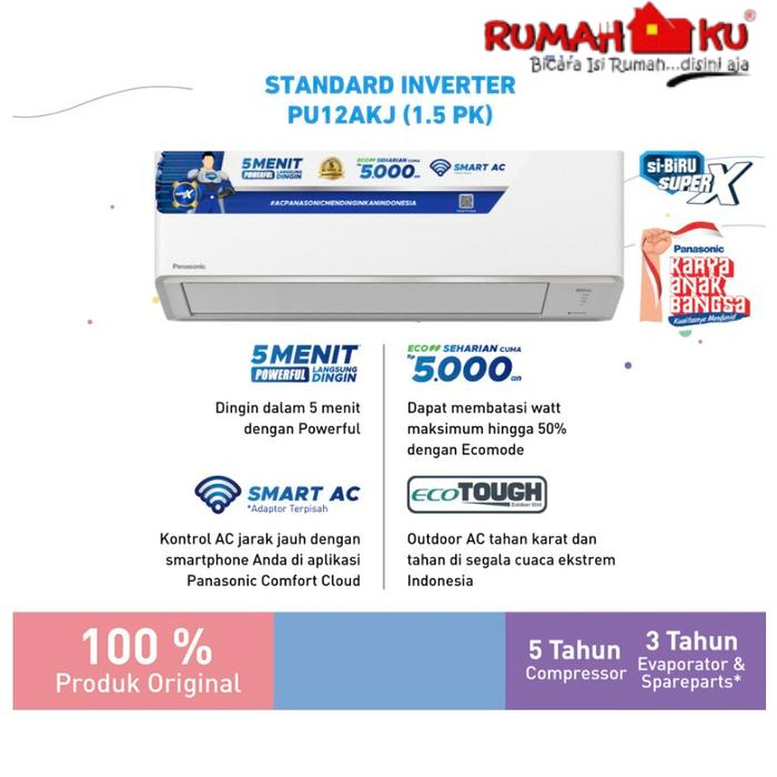 PANASONIC PU12AKJ Ac Panasonic Kapasitas 1.5 PK Inverter
