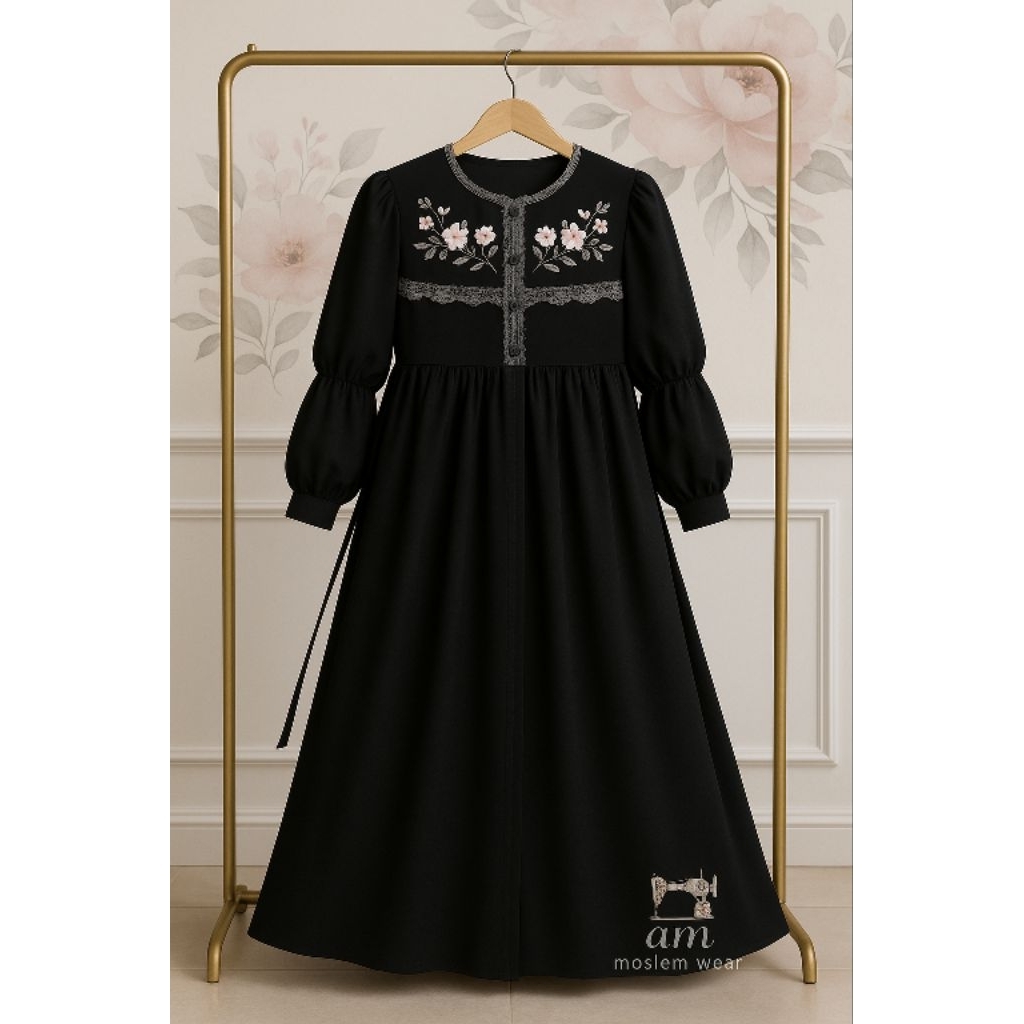 Gamis Anak Perempuan Set Gamis Safar dan Cadar Tali Bordir Anak dan Dewasa Couple ibu Anak