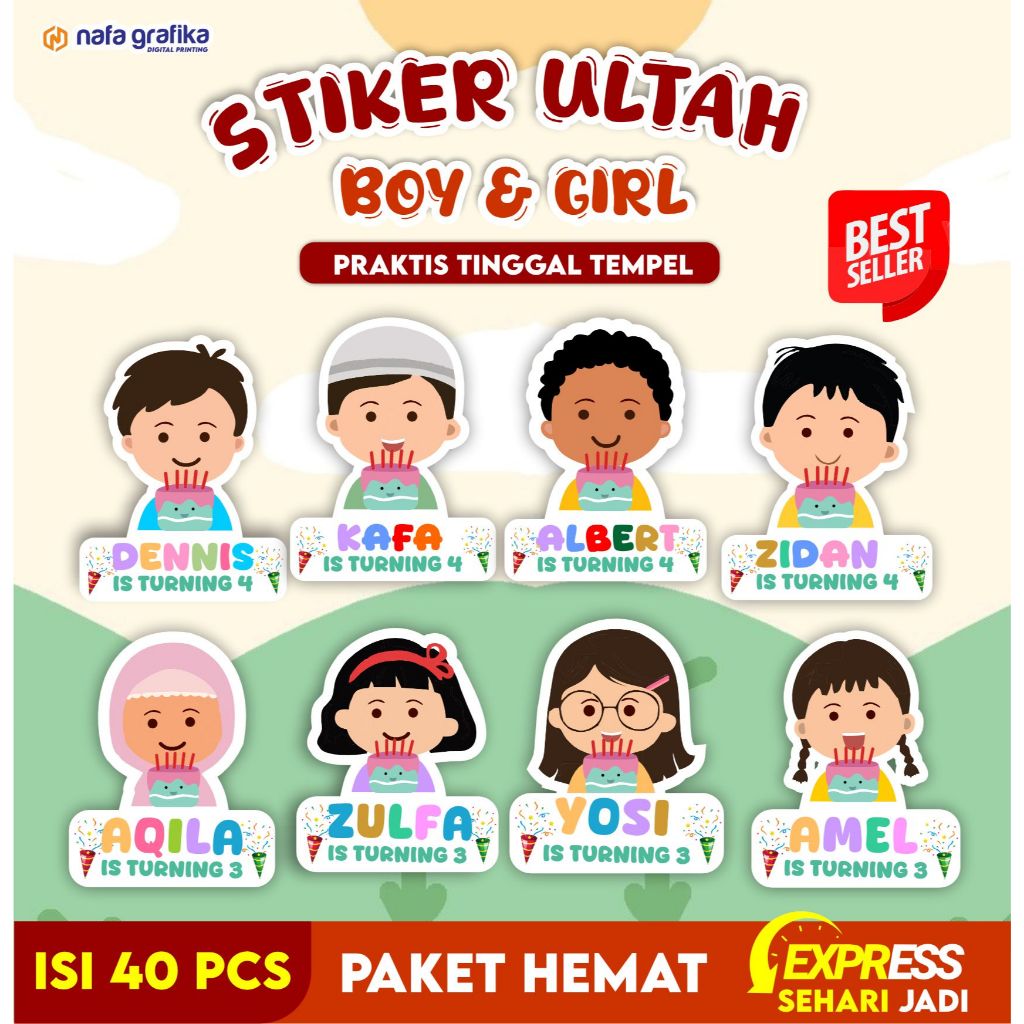 

(isi 40pcs) Stiker Ulang Tahun Sticker Ultah Anak Karakter Lucu Unik Box Bento Cutting Anti Luntur