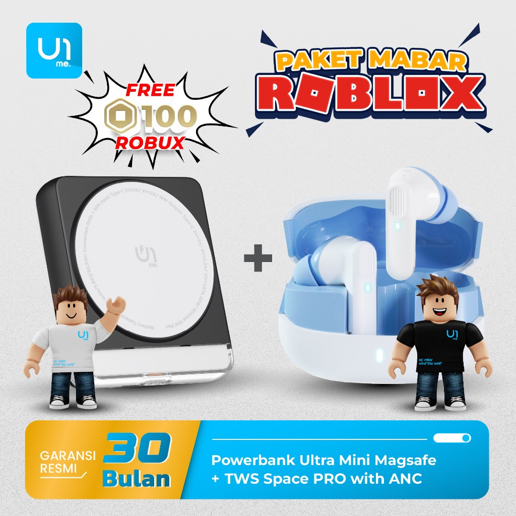 [ FREE 100 ROBUX ] Special Paket Mabar ROBLOX U1me. Powerbank Pocket Mini Magsafe 5000 mAh PD 20W Fa