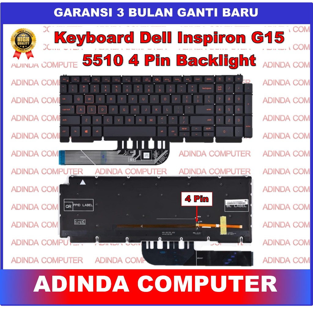 Keyboard Dell G15 Ryzen Edition G15 5510 Backlight