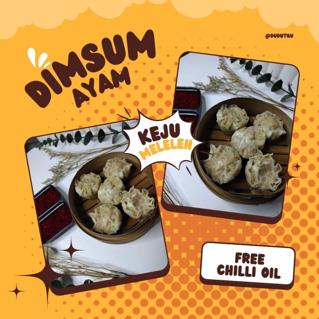 

DIMSUM KEJU/DIMSUM AYAM CHEESE MELT/ DENGAN KEJU MELELEH DI DALAMNYA/DIMSUM AYAM FULL DAGING/ KERASA BANGET AYAMNYA