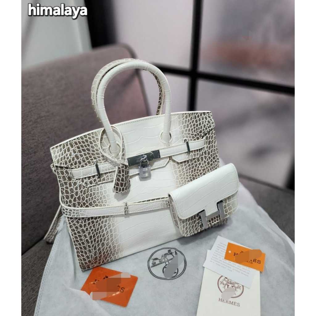 Tote Bag Wanita Hermong Birkin Croco Himalaya | Velvet Bag House [ HN - 11 ]