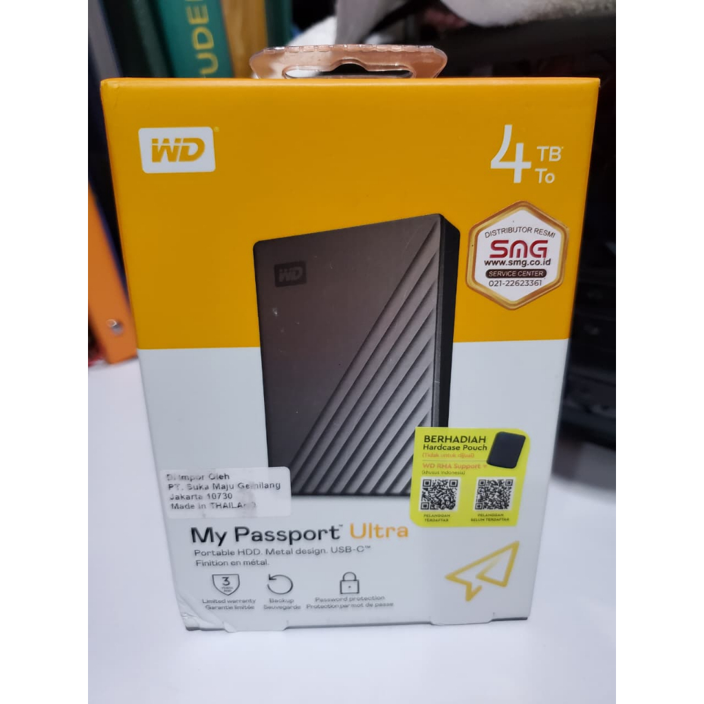 Hardisk Portable Metal Design Eksternal WD My Passport Ultra Usb - C  4TB Garansi Resmi