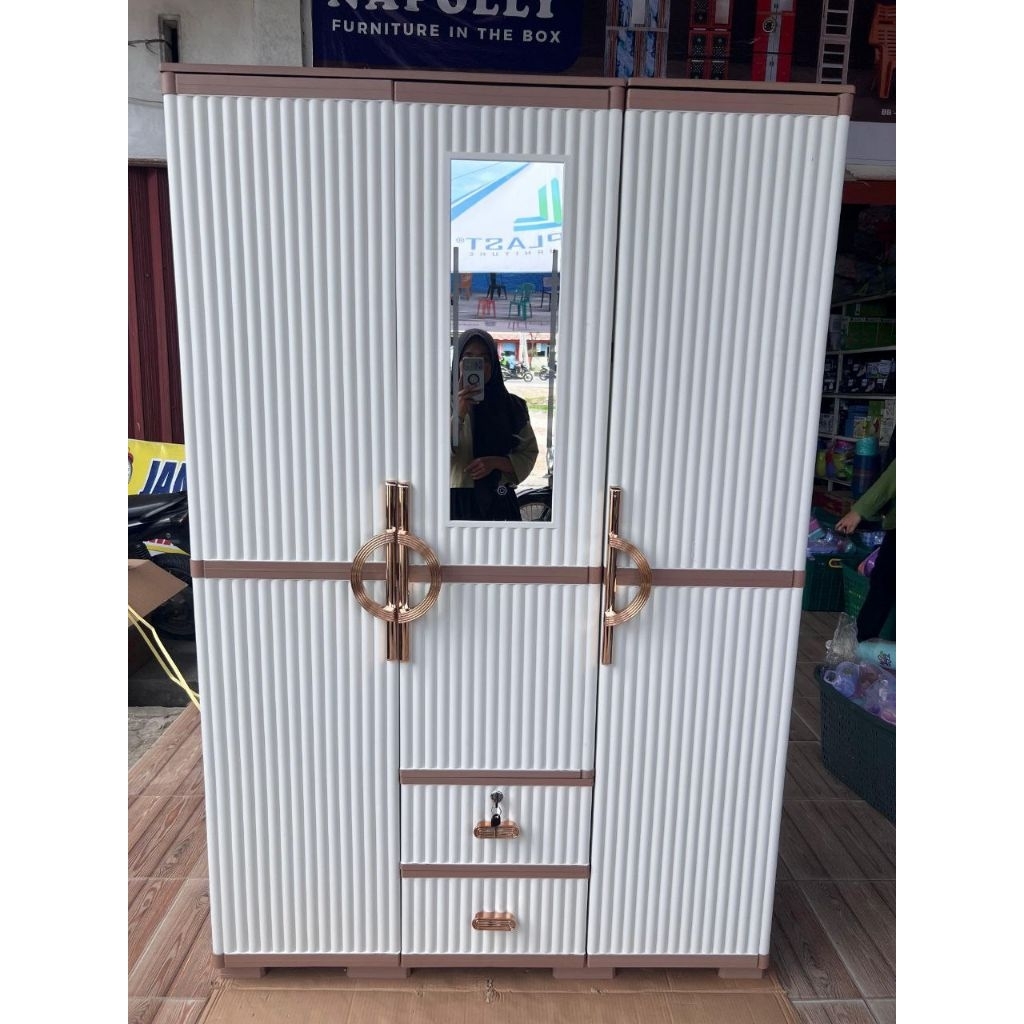 Instant  - Free Rakit Lemari Olymplast OTC Luxury Putih 3 Pintu / Lemari Modern 3 pintu