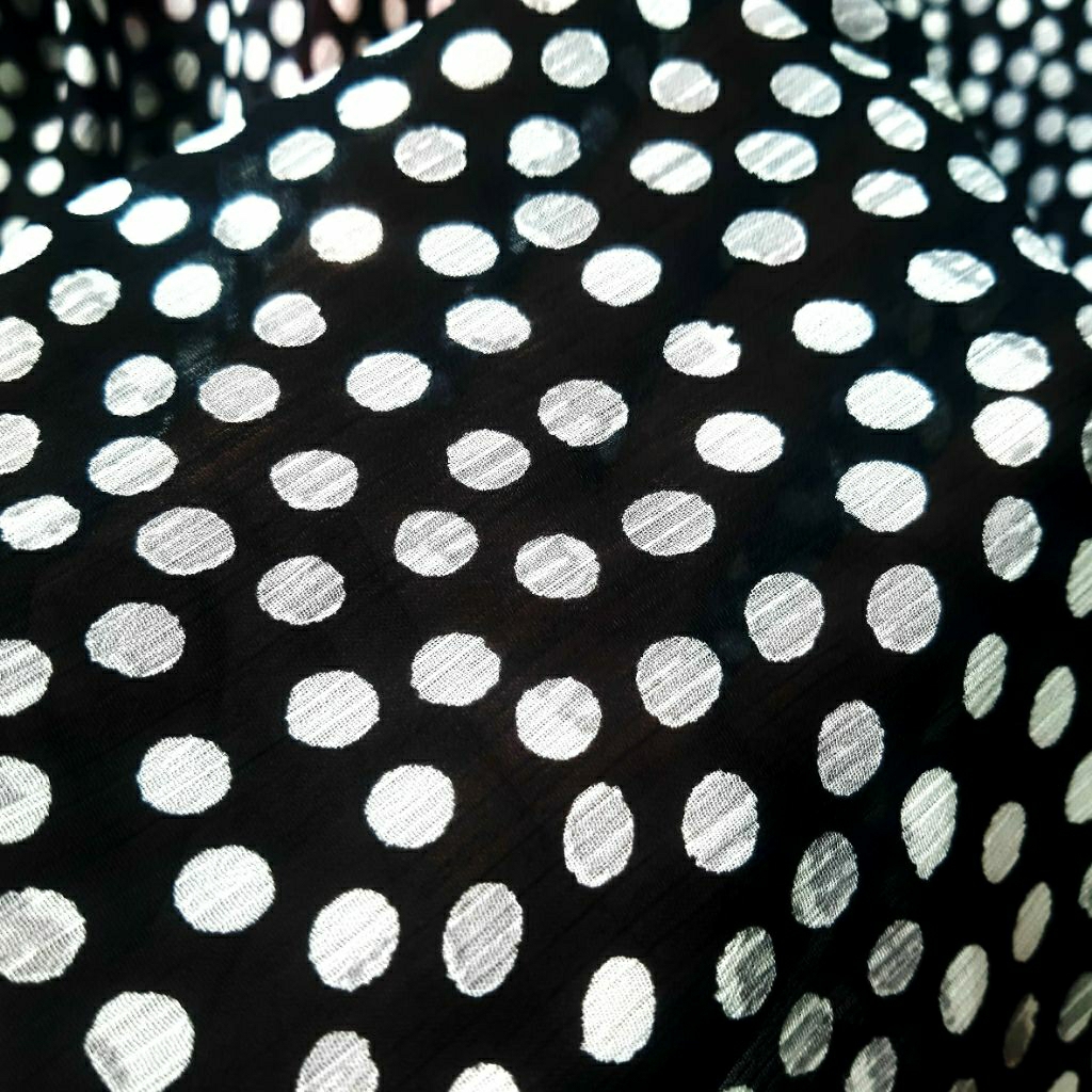 KAIN SIFON KRINGKEL PREMIUM MOTIF POLKADOT DASAR HITAM - KAIN SIFON YORYU MOTIF DOT - KAIN SIFON MOT