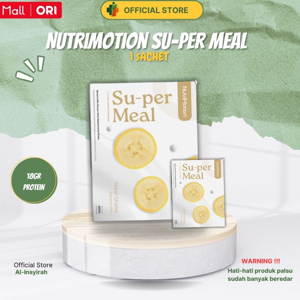 

1 Sachet Nutrimotion Super Meal Rasa Pisang Banana - Meal Replacement Nutrimotion Supermeal Rasa Banana 18 gram Protein