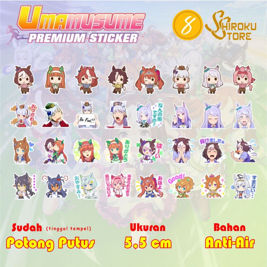 

Uma Musume Premium Sticker Pack/ 1 Set Stiker Anime Game Horse Girl Pretty Derby Haru Urara Goldship