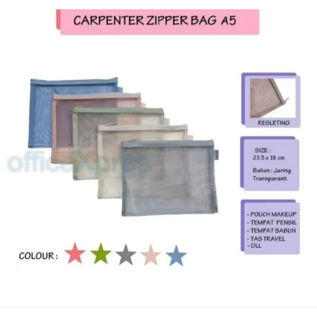 

Zipper Bag A5 A4 / Tempat Pensil / Zipper Map / Tas jaring Resleting / Pouch Dompet A5 A4