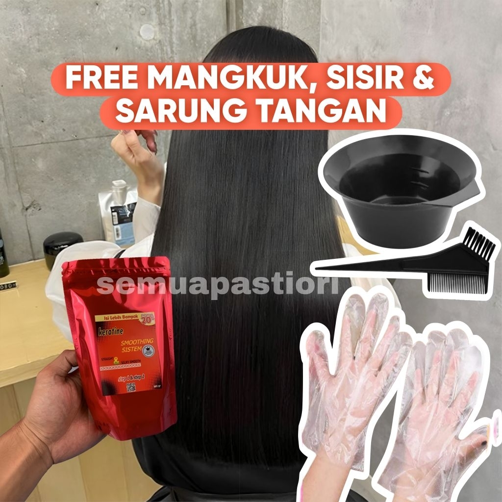 Keratine Smothing Sistem Pelurus dan Pelembut Rambut Step 1 & Step 2/ Obat Rambut/ Obat Rebonding