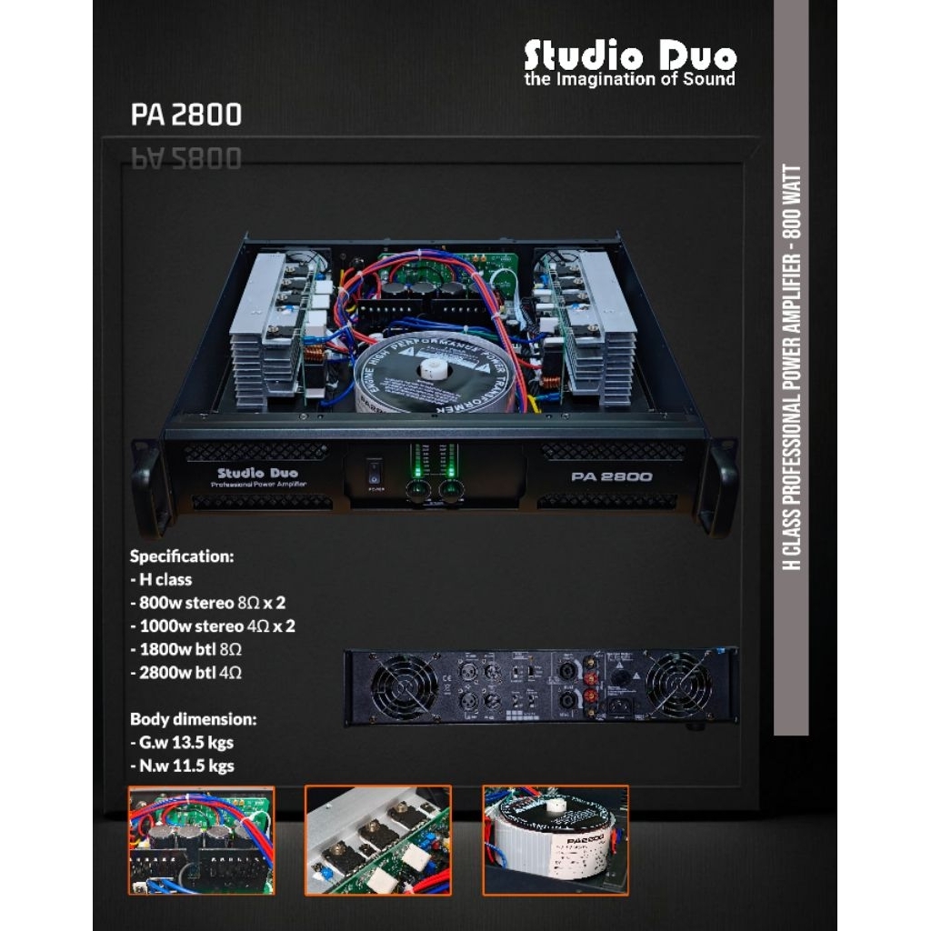 Power Amplifier / Studio Duo PA2800 / Kelas H / 2 Channel / STD PA 2800 2CH 2 Chanel - 800W