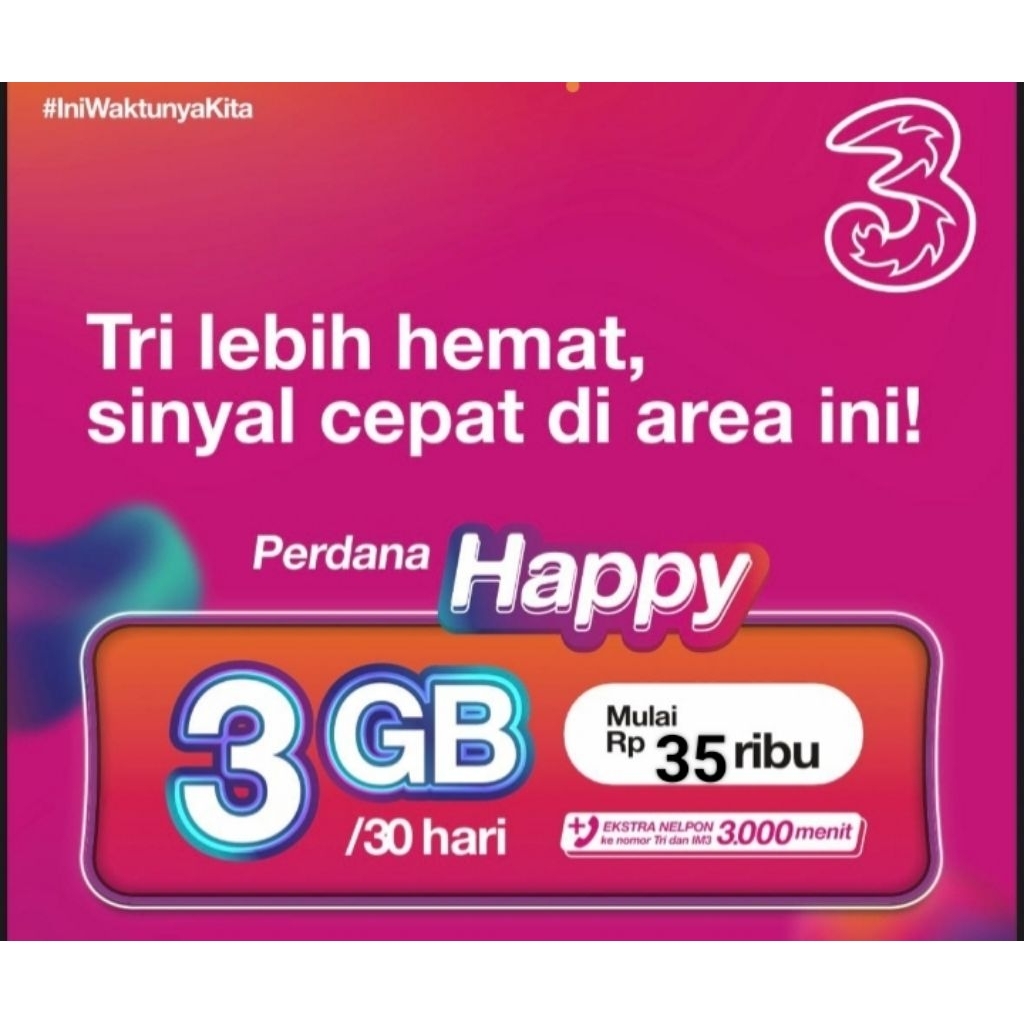 KARTU PERDANA TRI KUOTA 3GB