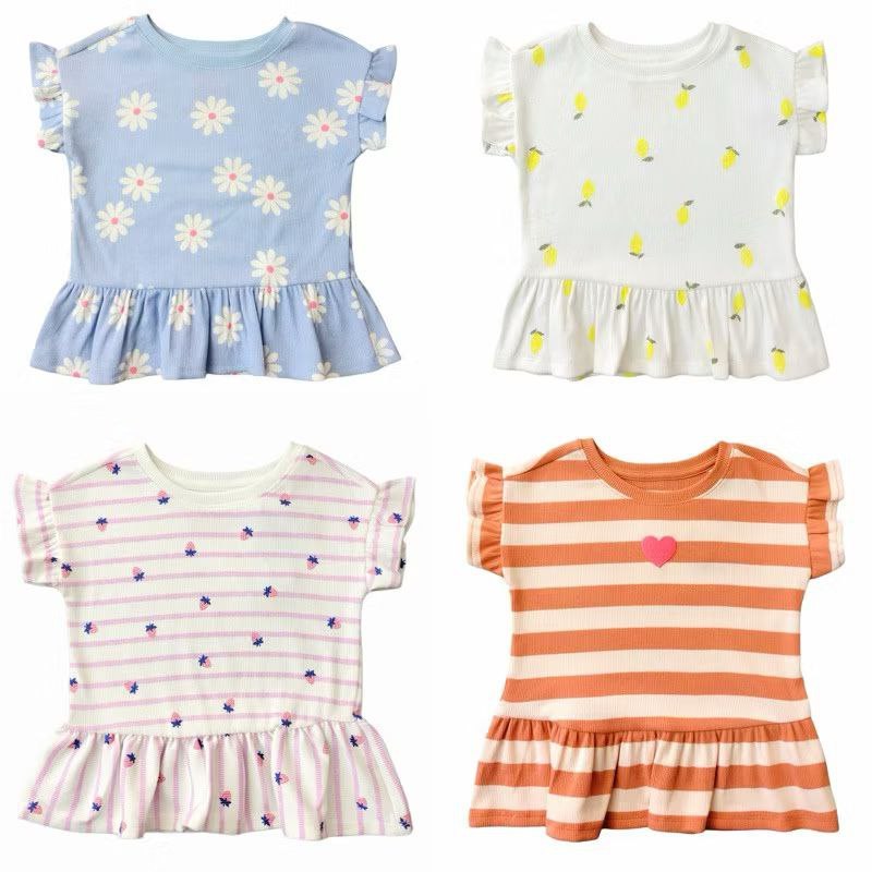 Kaos Rib Knit Anak Perempuan 1 2 3 4 5 Tahun