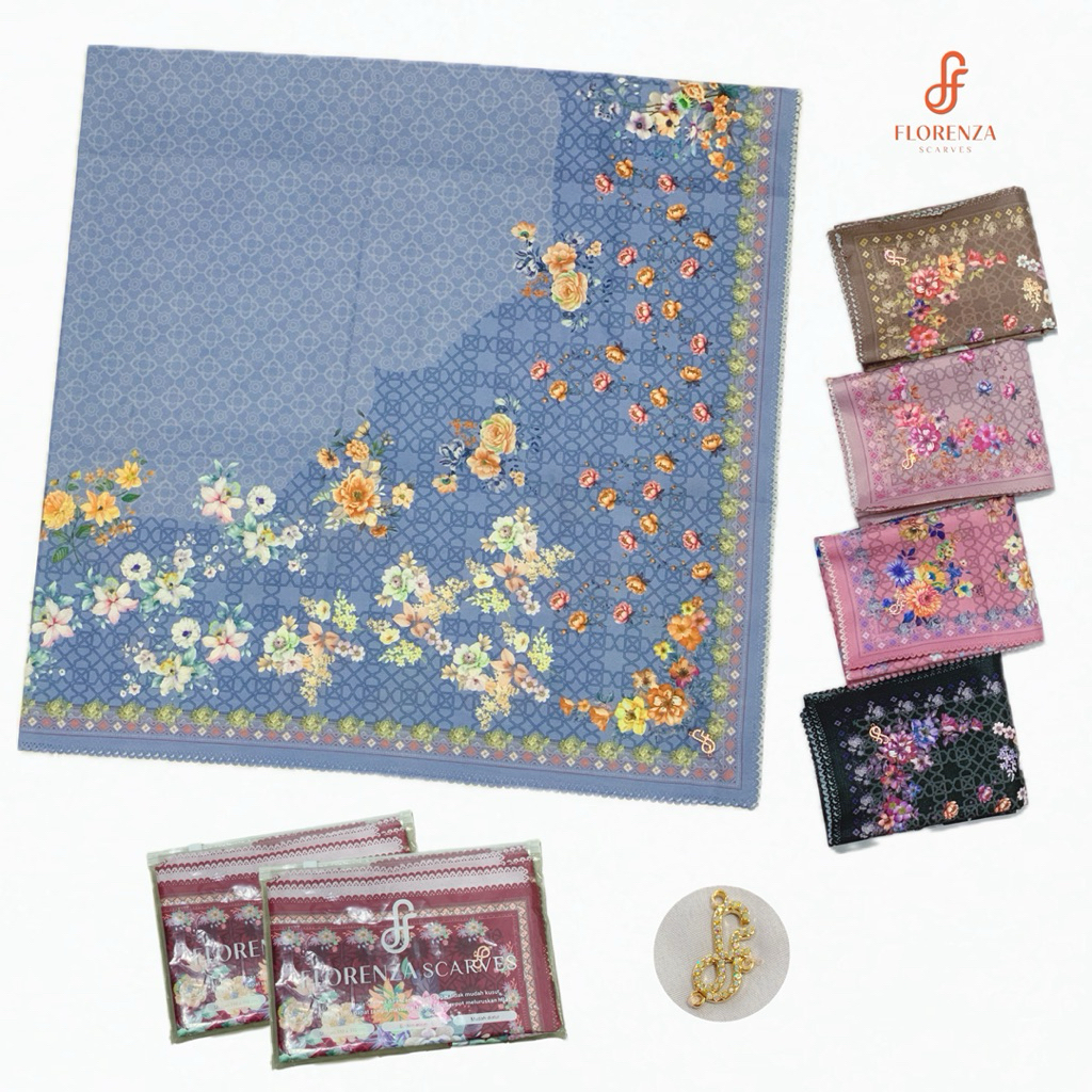 [Paket Usaha/Reseller] Hijab Segi Empat Florenza Voal Printing 10pcs (Toko Media Hijab)