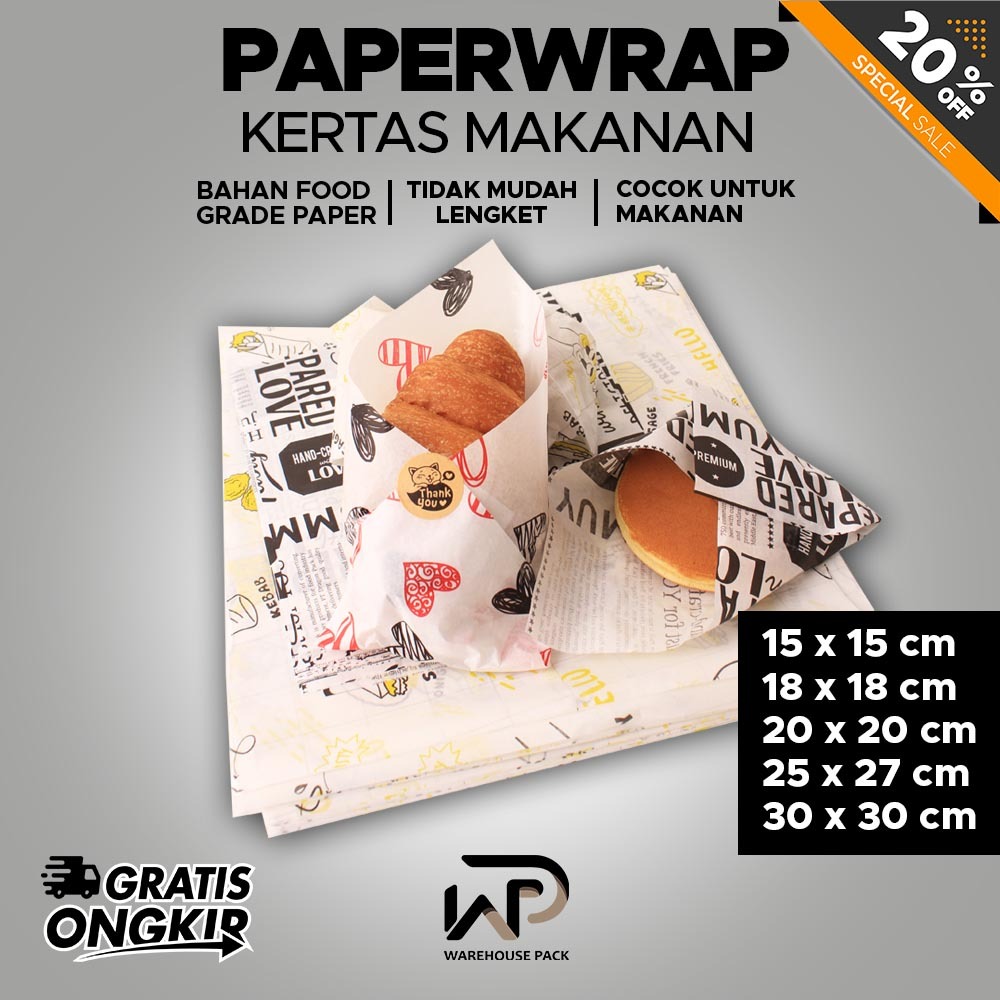 ( 100 PCS ) Kertas Nasi Motif | Paper Wrap | Kertas Pembungkus Baking Paper | Alas Makanan