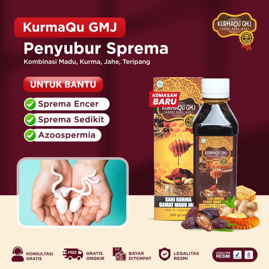 Obat Penyubur Pengental Sperma Azoospermia Sperma Kosong Pria Kurmaqu Sari Kurma Madu Kurma Original