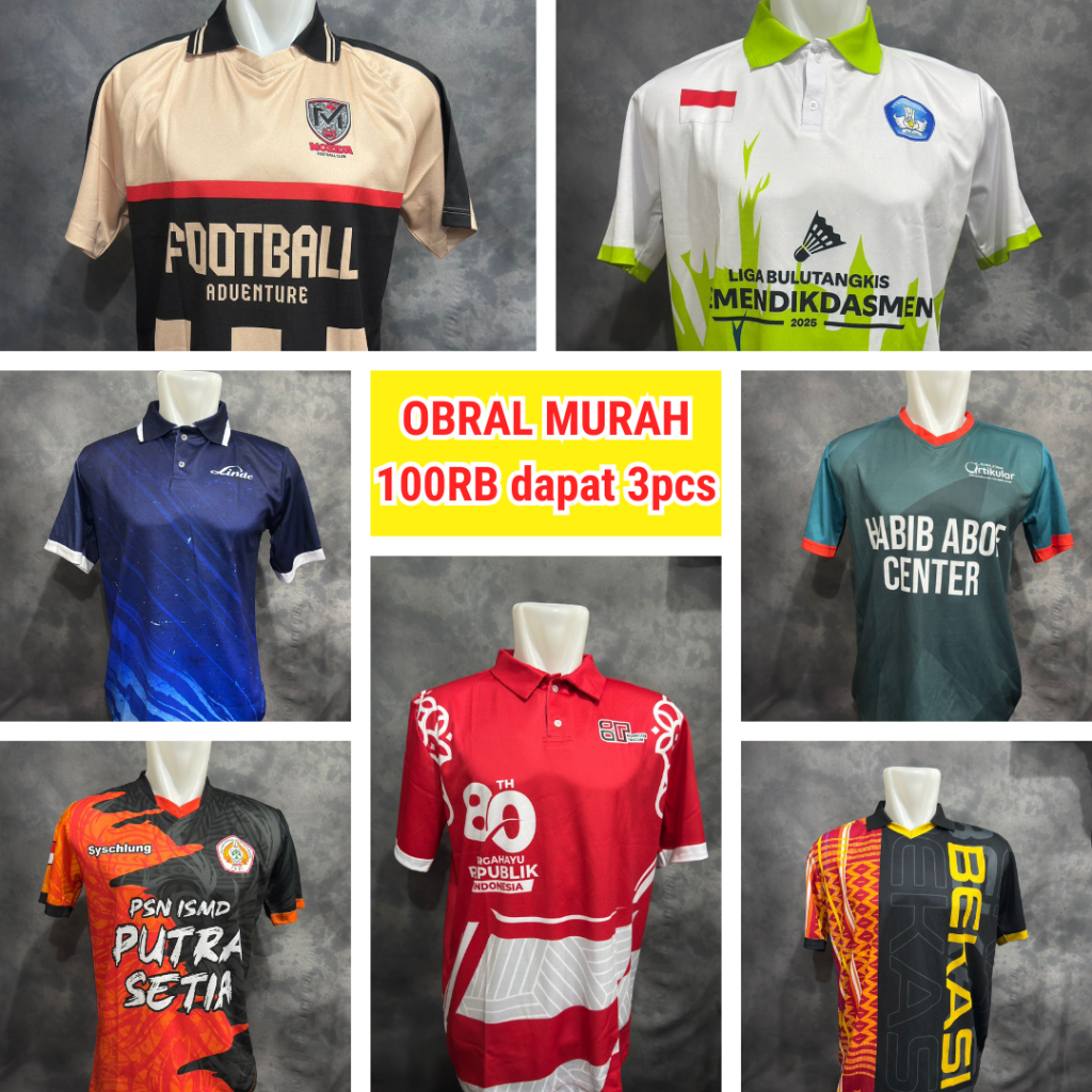 obral kaos jersey murah 100rb dapet 3 bola futsal pria wanita vintage ity