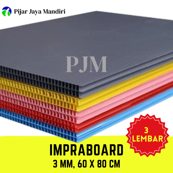 

(3 LEMBAR) Impraboard 3mm Ukuran 60x80 cm Karton Plastik