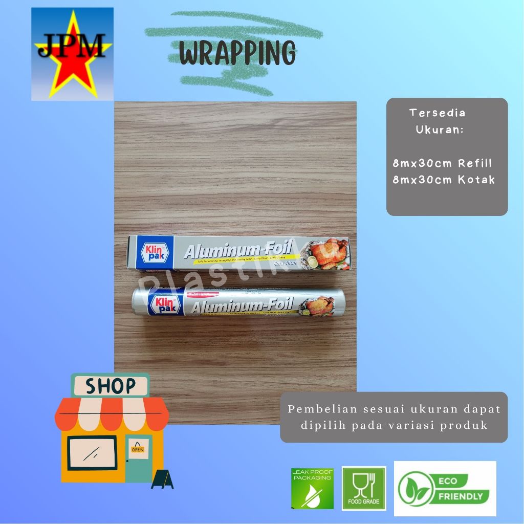 Klinpak Aluminium Foil Kotak Dan Aluminium Foil Refill 8mX30cm / Aluminium Foil / Aluminium Pembungk