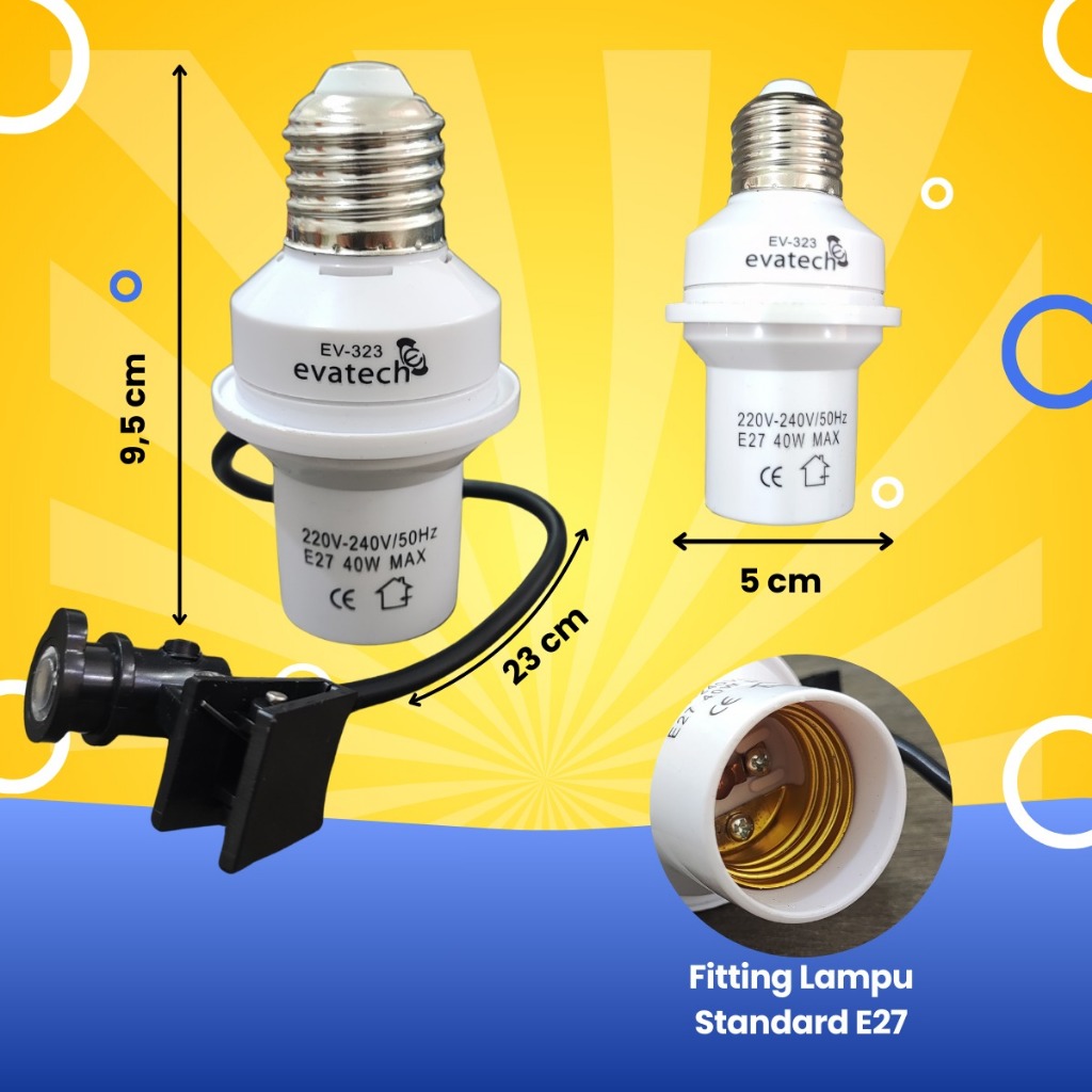 Rumahleha Fitting Sensor Cahaya Otomatis/Fitting Lampu Cahaya Otomatis Mati Saat Terang Dan Nyala