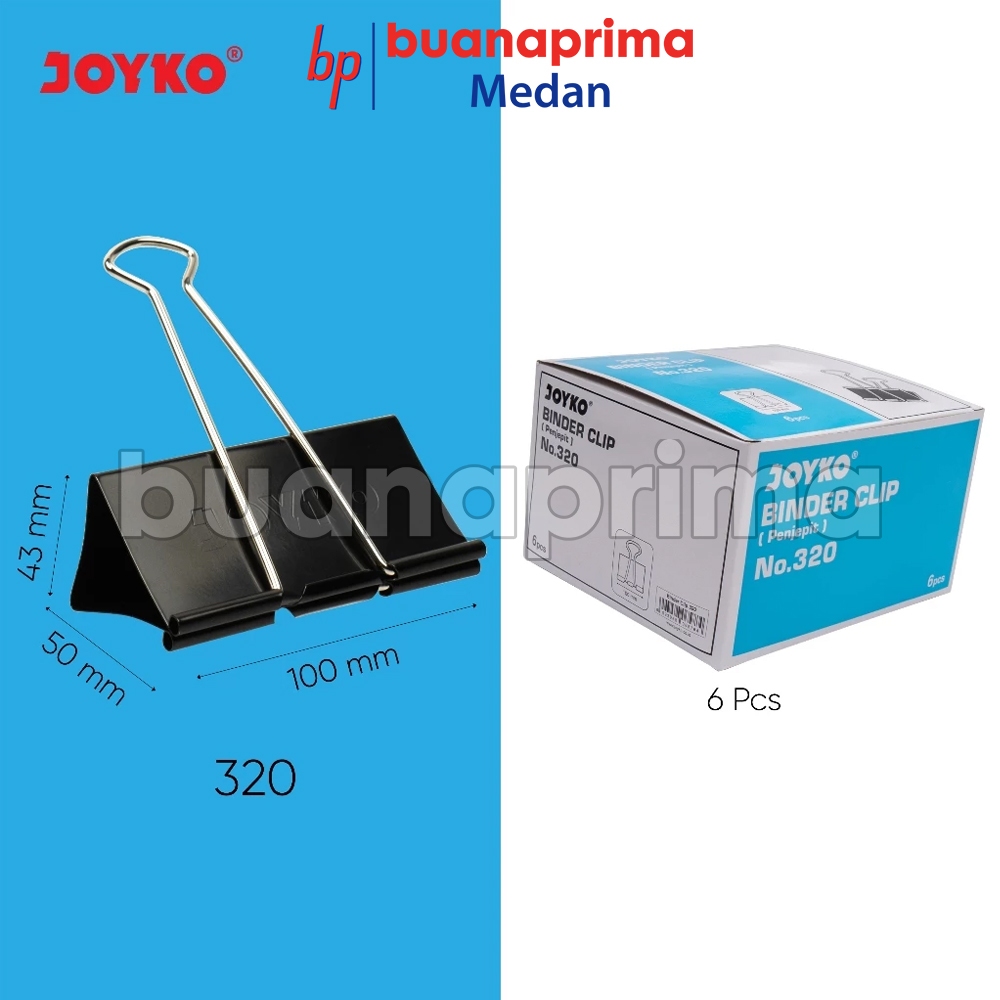 

BINDER CLIP JOYKO No 320 1 Box isi 6 pcs 100 mm Penjepit Kertas Hitam Klip Black