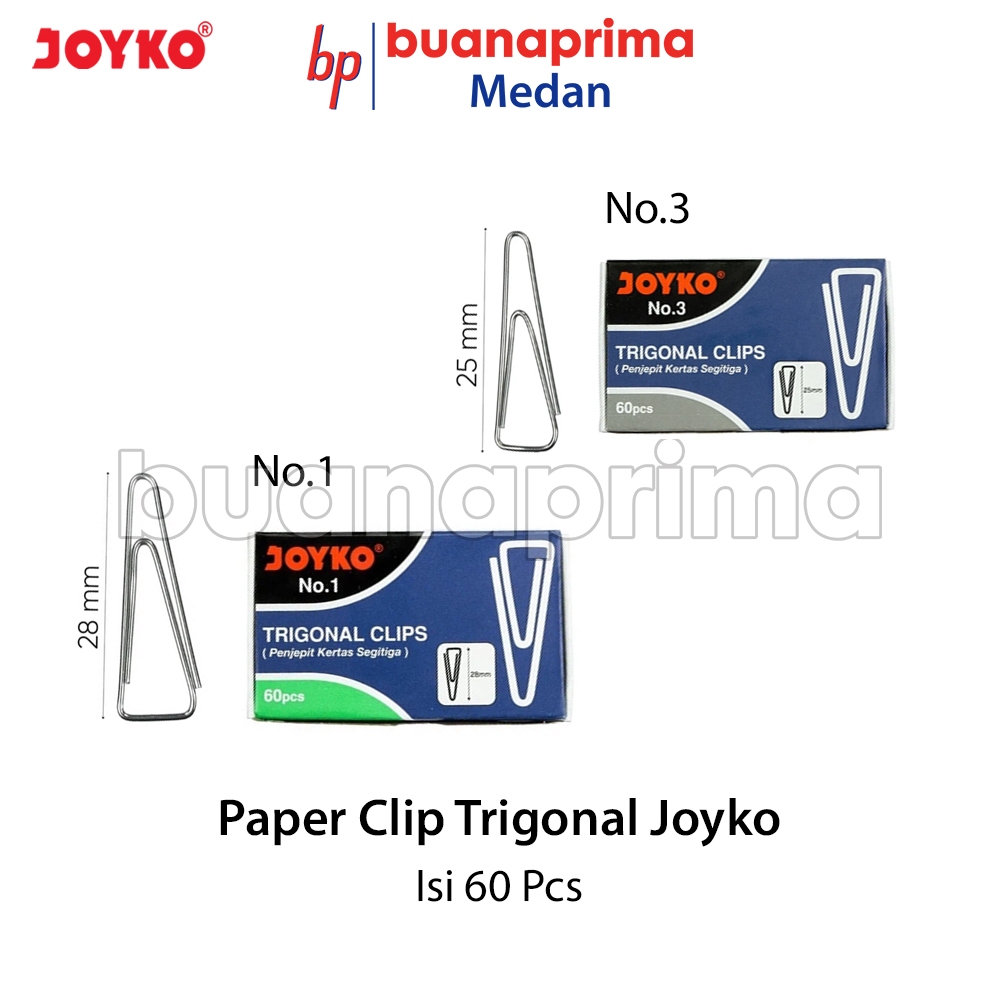 

Paper Clip TRIGONAL JOYKO No 1 3 Isi 60 Pcs Per Box Clip Kawat Kertas Triagonal