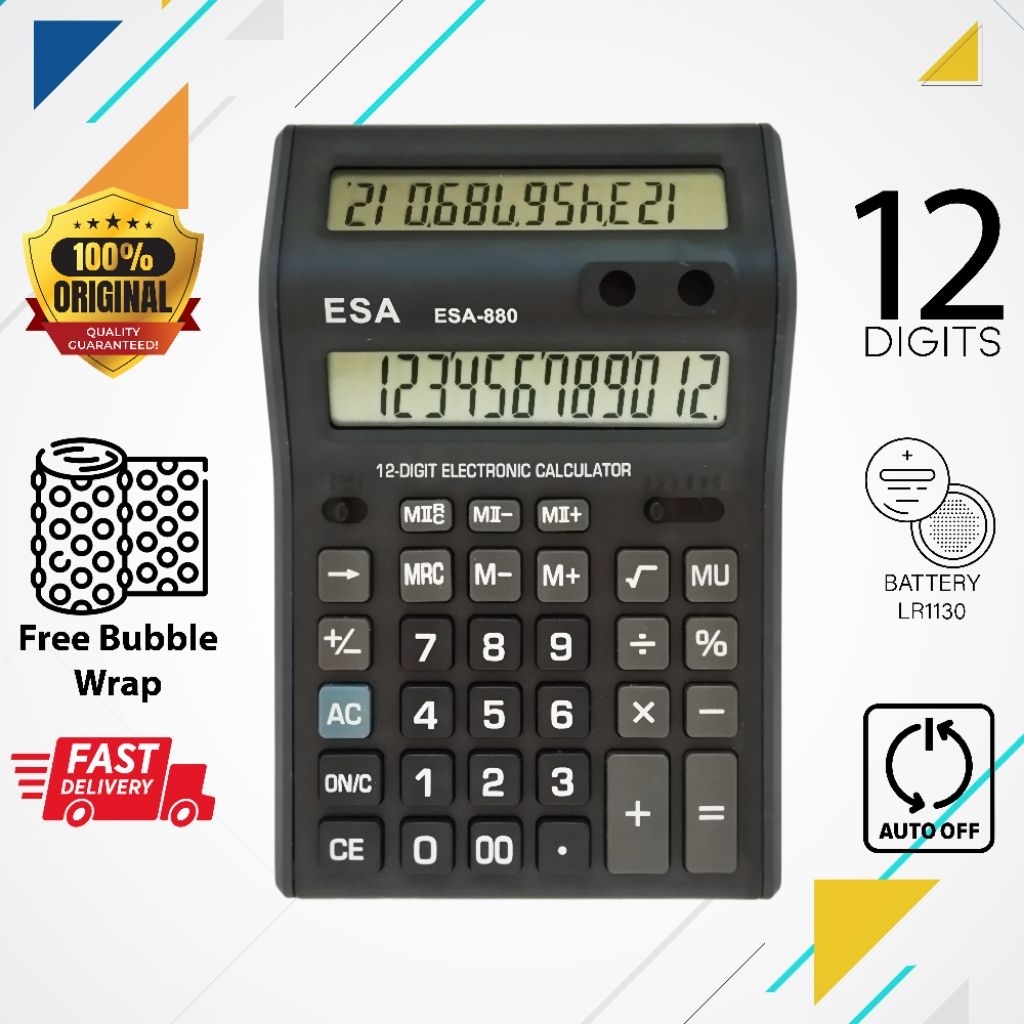

Calculator Dual Display Esa 880 Kalkulator Digital 12 Digits Bisnis Dagang