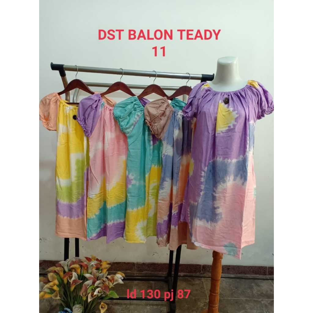 CALLISTA Daster Balon Daster Batik Remaja Modern Model Lengan Balon Daster Balon Serut Tali Lengan V