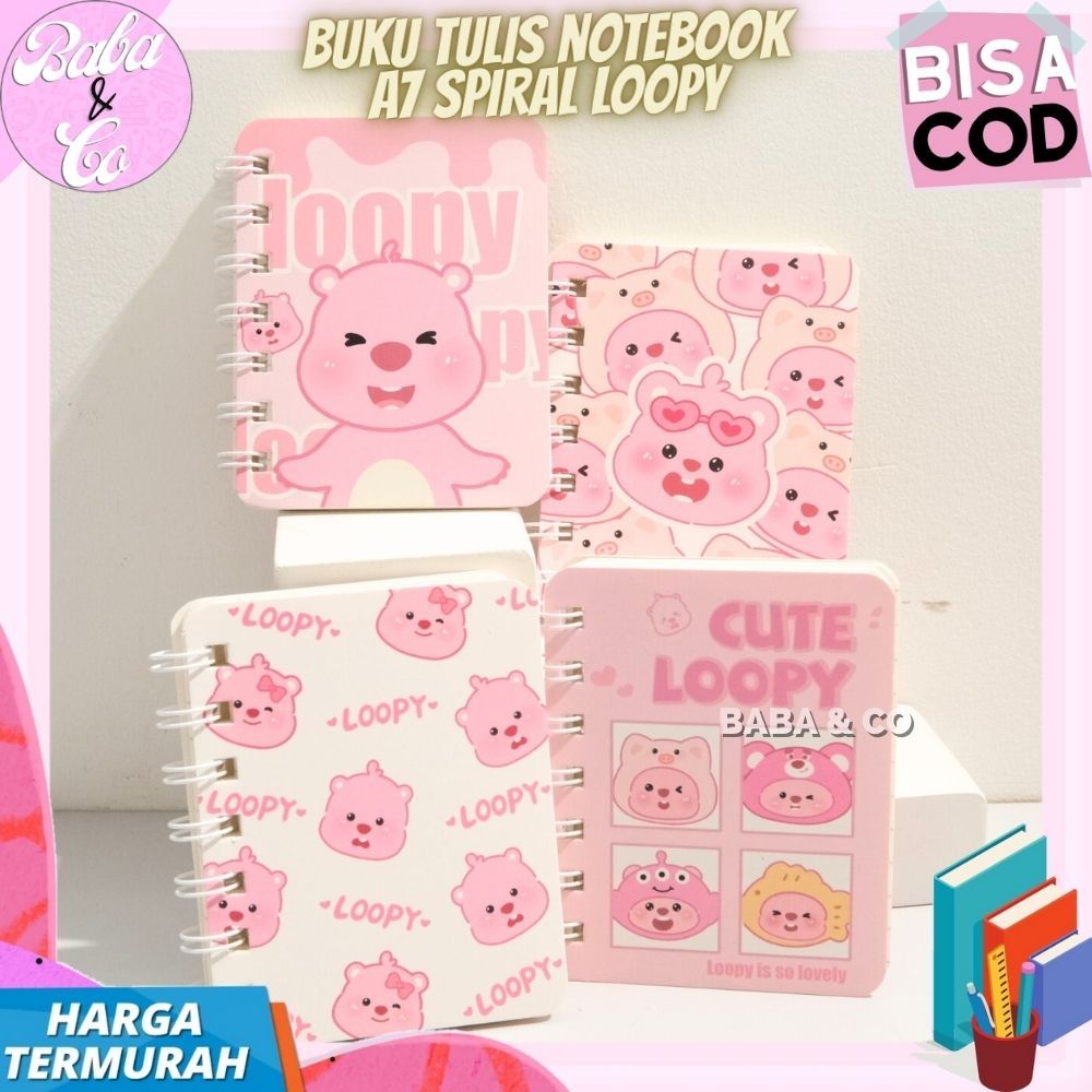 

BUKU A7 LOOPY NOTEBOOK SPIRAL MINI A7 LOOPY LUCU IMUT UNIK MURAH BUKU SPIRAL A7 PINK LOOPY BOOK MINI SPIRAL A7 LOOPY PINK