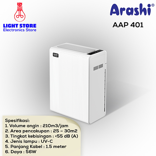 ARASHI AAP 401 AAP-401 Air Purifier Penyaring Udara with HEPA Filter + UVC Technology