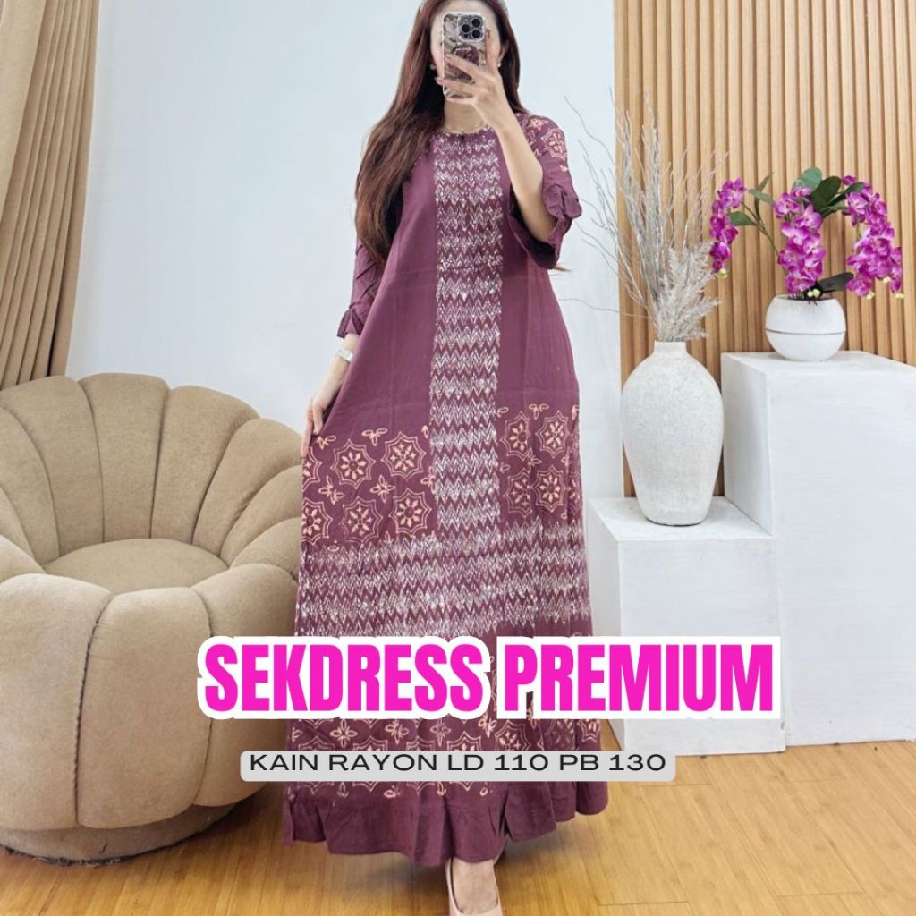NEW Dress Semata Kaki Murah Daster Panjang Gamis Matt Rayon Lengan Rempel Sekdress Tali Samping Busu